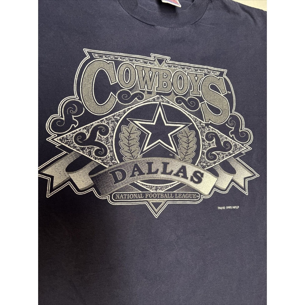 Jerzees Dallas Cowboy's T-Shirt 1995 Era Vintage Men's Large Bold Print - Picture 6 of 14